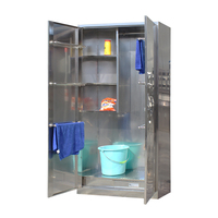 Armoire multifonctionnelle en acier inoxydable Outil de nettoyage Armoire 2 portes Armoire antirouille Placard