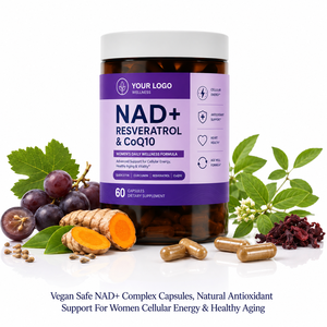Hot Selling Bulk Dietary <b>Supplement</b> NAD Resveratrol CoQ10 Quercetin Curcumin Womens Cellular Energy Heart Health Capsules - Product Image 1