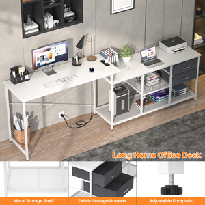 Escritorio Moderno en Forma de L para Computadora con Cajones y Estantes de Almacenamiento, Mesa Larga de Esquina para Oficina en Casa, Estudio y Escritura - Product Image 4