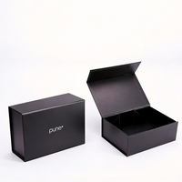 Caja de Regalo Plegable de Cartón con Logotipo Personalizado de Fábrica, Impresión UV, Caja de Regalo Magnética Plegable Negra para Ropa