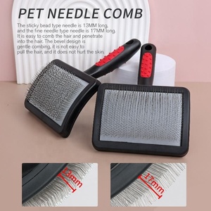 Venta al por mayor largo de acero inoxidable Pet Grooming Slicker cepillo de pelo para perros de lujo del fabricante peines cepillos para gatos cuidado canino - Product Image 2
