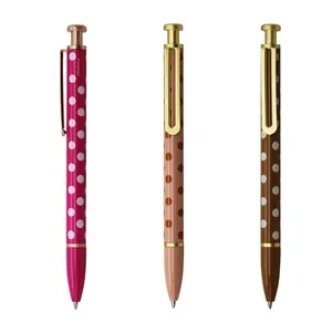 6 Colors Glossy Click <b>Ballpoint</b> <b>Pen</b> With Hollow Rose Gold Clip, Pastel Color Retractable Advertising Signature <b>Pen</b> Custom Logo - Product Image 1