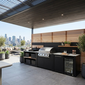 Isla de Cocina Exterior Multifuncional <span class=keywords><strong>con</strong></span> Parrilla para Asar, Certificada por la CE, Impermeable, de Acero Inoxidable SS316, <span class=keywords><strong>con</strong></span> Gabinete para Cocina Exterior - Product Image 1