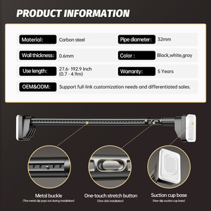 Aroddy thiết kế hiện đại 43.3 -74.8inch mở rộng mái bán buôn plafond mở rộng căng thẳng sang trọng Curtain Rod Set - Product Image 2