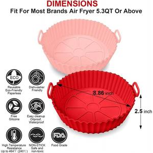 Vente chaude Panier rond antiadhésif pour aliments Accessoires de four Friteuse à air Pot Doublure en silicone - Product Image 4