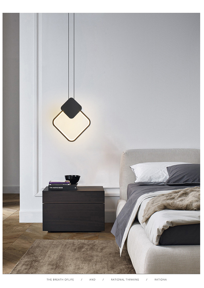 LED Pendant Light Nordic Modern Metal Simple Geometry Decoration For Living Room Bedroom Home Hanging Lamp Lighting