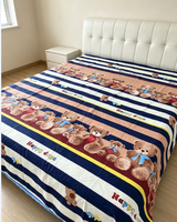 Drap plat imprimé en polyester et coton, doux, anti-boulochage, lavable en machine, pour toutes les saisons, pour la maison et l'hôtel