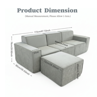 Sofá Modular de Tres Plazas de Chenilla de Expansión Rápida en Caja, Ideal para Envíos, Fabricante con Logotipo Personalizado