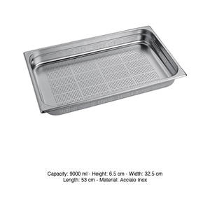 Bandeja perforada de acero inoxidable GN 1/1 para alimentos, 53 × 32.5 × 6.5 h cm, 1287 g, Inox Macel - Product Image 3