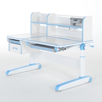 Bureau pour enfants ergonomique et durable à hauteur réglable avec grande étagère en bois et acier, surface inclinable à vérin à gaz pour l'école à domicile