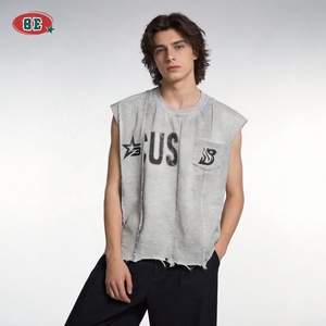 Débardeur Homme Oversize <span class=keywords><strong>Sans</strong></span> Manches Effet Délavé Personnalisé avec Logo Imprimé Numérique – Qualité Supérieure, Style Vintage Usé - Product Image 3