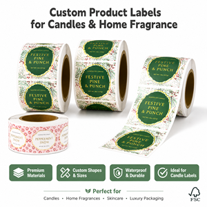 Custom <b>Waterproof</b> Oil Proof PP Material Adhesive Sticker Printing Service for Cosmetic Bottles Candle & Photo Frame <b>Labels</b> - Product Image 2