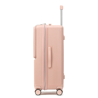 Ensemble de bagages multifonctionnel rose avec port de chargeur USB, porte-gobelet, valise de voyage avec chargeur de batterie externe