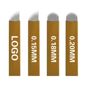 High quality 0.18mm U Agujas para Pmu Eyebrow Disposable Microblading Cejas Supplies Micro Nano Blade Needle tebori Microblading