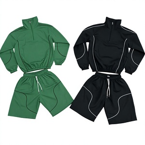Conjunto Deportivo Informal para Hombre, Chaqueta Deportiva con Cierre de Cremallera y Pantalones Cortos con Cordón Ajustable - Product Image 4