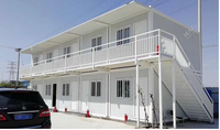 MAG Maison en conteneur à des prix abordables 2 maisons préfabriquées de 3 étages dortoir d'hôtel avec passerelle escaliers auvent