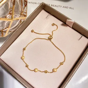 2021 Korea Frosted Bead Adjustable Bracelet Female Simple and Sweet Girlfriend Titanium Steel Plated 18 K Rose Gold Never Fade