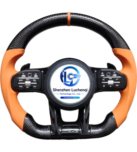 Volant chauffant en fibre de carbone véritable, 4 branches, revêtement Alcantara, compatible <span class=keywords><strong>Mercedes</strong></span> W205 W213 W463 C118, amélioration intérieure AMG Performance - Product Image 6