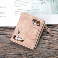 Dompet gaya Jeans Kitty bordir pola kanvas gesper dekorasi saku ponsel tas wanita dompet koin