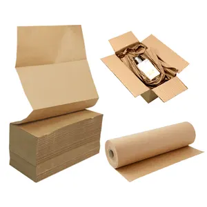 Papel de embalagem reciclado para máquina de enchimento de vazios, papel de amortecimento Kraft marrom para preenchimento de vazios