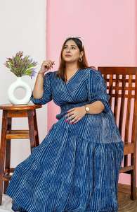 Indien main bloc imprimé coton robe nouveau élégant été tenue décontracté pour les femmes à la main doux pour le cadeau de la saint-valentin - Product Image 5