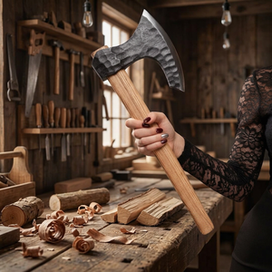 Wholesale Low Price Custom Handmade Rocking style high Quality Viking Axe <b>Etched</b> Blade Drop & Handmade leather sheath - Product Image 2