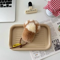 Porte-clés en peluche de fourrure de lapin en forme de patte de chat, breloque de sac, décoration, porte-clés de voiture, vente en gros, porte-clés mignon en forme de patte de tigre, pompon moelleux