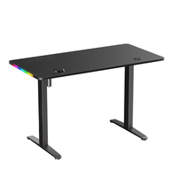 Bureau de jeu électrique réglable en hauteur avec plateau en fibre de carbone, support de jeu motorisé avec éclairage LED pour les joueurs