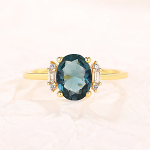 Anello da Donna T0542 con Acquamarina Ovale Naturale, Montatura a Griffe, Anelli di Fidanzamento alla Moda - Product Image 6