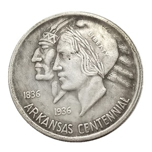 Copie de la pièce de monnaie américaine ancienne, Demi-Dollar d'Arkansas de 1937, en alliage de laiton. - Product Image 1