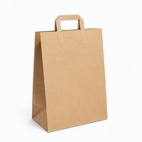 Sac en papier kraft brun avec poignées, personnalisé avec logo imprimé, pour emballage de restauration rapide, vente au détail et vente à emporter – Prix usine