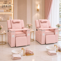 Fauteuil de pédicure rose moderne, mobilier de salon de luxe, fauteuil de spa pour les pieds pour salon de beauté avec accessoires de massage pour pédicure