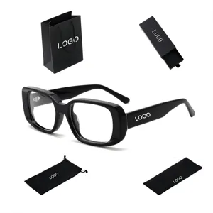 2024 New Retro Rectangle Blue Light Blocking Glasses Custom Brand Logo Optical Eyewear Acetate Frames Eyeglasses