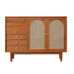 Cocoa <b>Sideboard</b> Solid Cherry Wood Rattan Cabinet Nordic Style <b>Storage</b> Cabinet For Dining Room - Product Image 5
