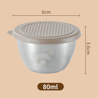 Bol à sauce en acier inoxydable réutilisable, petit bol à condiment en acier inoxydable de 80 ml avec couvercle