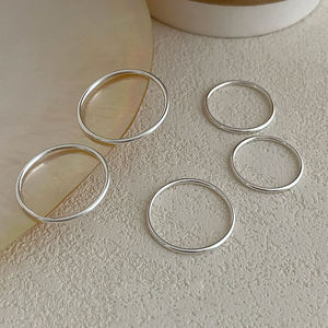 Simple S925 sterling silver Gold plating <b>plain</b> band <b>ring</b>, suitable for women versatile for everyday wear and layering - Product Image 4