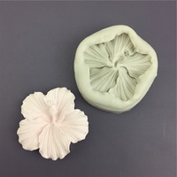 Moule en silicone gris de qualité alimentaire en forme de fleur d'hibiscus à cinq pétales pour chocolat, pâtisserie, fondant, plâtre, savon, résine époxy – Outil de décoration DIY