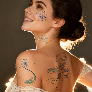Autocollants de tatouage temporaires écologiques de haute qualité pour enfants, personnalisés, imperméables, pour les bras, les doigts, le corps, les feux d'artifice, les papillons, les couleurs - Product Image 5
