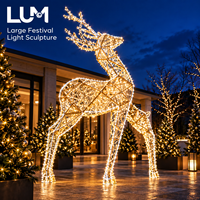 Sculpture lumineuse de renne sautant de 250 cm de haut Luming Amazing avec structure en aluminium pour motif lumineux de Noël
