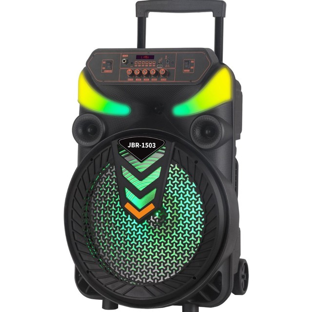 JBR-1503 Portable Music Player 15 Inch Bluetooh Big Speakers Outdoor Dj Party Karaoke Trolley Speaker With Wireless Mic