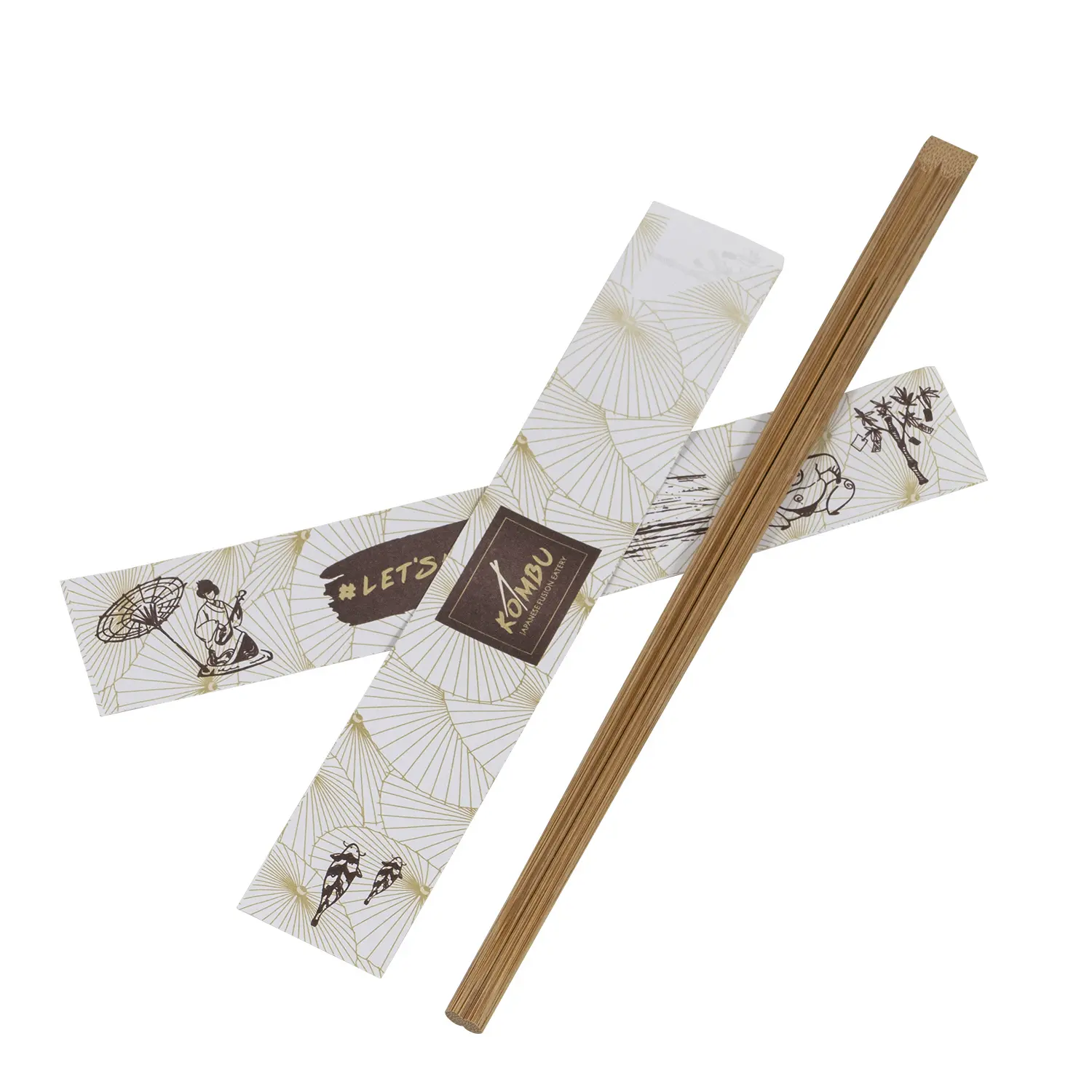 Hashi de pauzinho de bambu Tensoge descartável econômico para sushi japonês com impressão personalizada