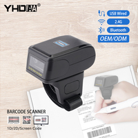 YHDAA Mini Lector de Códigos QR Inalámbrico Bluetooth Portátil 3 en 1, Escáner de Códigos de Barras 2D con Anillo para el Dedo