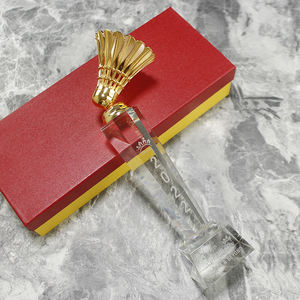 Medaglie e trofei di Badminton trofeo di cristallo bianco Logo personalizzato, nome, associazione di Badminton, competizione - Product Image 6