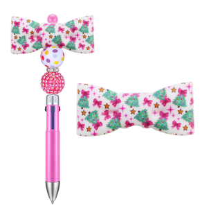 Noeud papillon imprimé personnalisé Tiful Noël paille Topper noeud papillon perles focales en silicone pour la fabrication de stylos queue de cheval pour enfants - Product Image 1