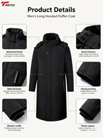 Parka d'hiver longue pour homme TIMETEX, à capuche, imperméable, coupe-vent, rembourrée, thermique, grandes tailles, vente en gros OEM