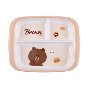 Brown Bear Childrens Melamine Tableware Set Divided Plate Bowl Spoon Cup Fork Heat Resistant Cartoon Kids Dining - Product Image 3