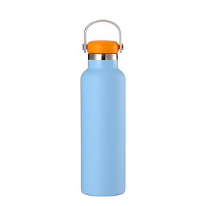 Bottiglia d'Acqua Isolata in Acciaio Inossidabile Azzurro con Manico Arancione, Antigoccia, Portatile e Ideale per Ufficio, Casa e Uso Quotidiano - Product Image 1