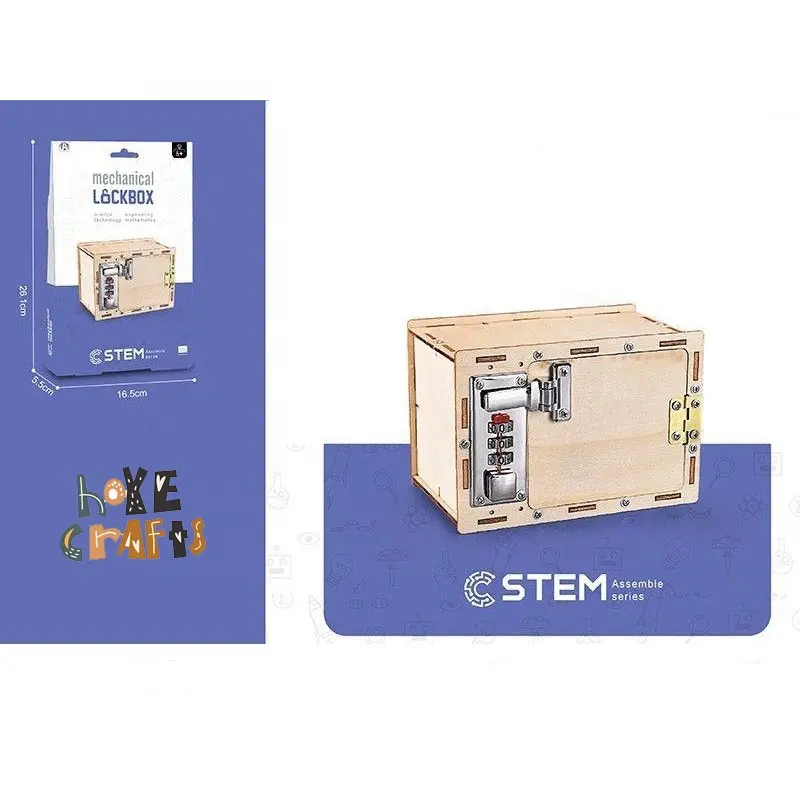 Mainan pendidikan DIY perakitan Puzzle Proyek Sains eksperimen kunci mekanik kotak kata sandi kayu untuk anak-anak