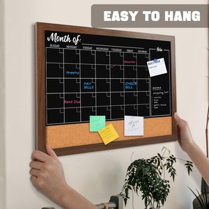 Pizarra Calendario Corkboard Combo, 24 "X 36" Tablón de anuncios grande Calendario magnético Pizarra Tablero de combinación de pared Mensual - Product Image 6