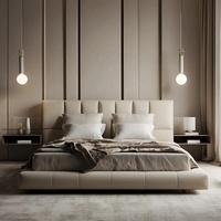 Lit tatami avec rangement en MDF, design moderne, ensemble chambre à coucher King Size avec tiroir, lit double en bois simple